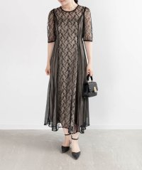 RANDA/ランダ RANDA 総レース切り替えパイピングワンピース/507104728