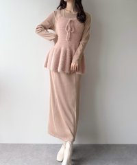 JUNOAH/ジュノア JUNOAH シャギーペプラムビスチェ＋リブIラインワンピース set/507532031