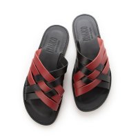 ITALICO/イタリコ ITALICO 徳島 本革 おしゃれ 編み込みコンビサンダル 国産レザーサンダル 皮サンダル 本革2トーンカラー/506922345