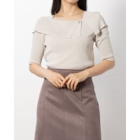 12Twelve Agenda/トゥエルブアジェンダ 12Twelve Agenda アシメオフショルパール釦5分袖ニットプルオーバー/507094363