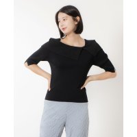 12Twelve Agenda/トゥエルブアジェンダ 12Twelve Agenda アシメラメリブオフショル5分袖ニットプルオーバー/507094366