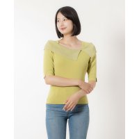 12Twelve Agenda/トゥエルブアジェンダ 12Twelve Agenda アシメラメリブオフショル5分袖ニットプルオーバー/507094366
