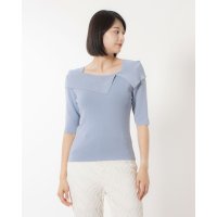 12Twelve Agenda/トゥエルブアジェンダ 12Twelve Agenda アシメラメリブオフショル5分袖ニットプルオーバー/507094366