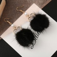 shoppinggo/ショッピングゴー shoppinggo ピアス キラキラ星 ふんわり ポンポン カジュアル ファーピアス スウィング ファー 揺れる/507124405
