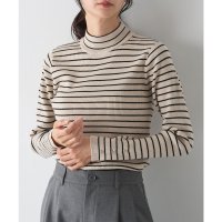 Honeys/ハニーズ Honeys 袖口金釦リブニット トップス ニット セーター 長袖 リブ ハイネック 無地 ボーダー ゴールドボタン レディース/507532188