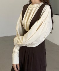 Louere/ルエレ Louere Louere スタンドカラーギャザーブラウス/507549202
