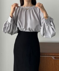 Louere/ルエレ Louere Louere スタンドカラーギャザーブラウス/507549202