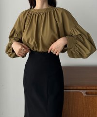Louere/ルエレ Louere Louere スタンドカラーギャザーブラウス/507549202