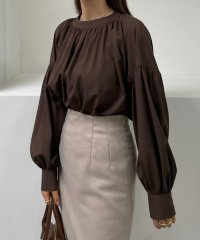 Louere/ルエレ Louere Louere スタンドカラーギャザーブラウス/507549202