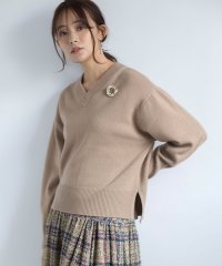KUMIKYOKU（LARGE SIZE）/【8色展開・手洗い可】ウールカシミヤミックス Vネックニット/507552108