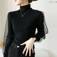 Forcement/フォースメント Forcement 袖シフォンリブハイネックニット/507021166