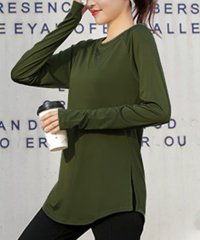 TeddyShop/テディショップ Teddyshop レディース 長袖サムホール付きサイドスリットヨガトップス/507048886