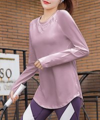 TeddyShop/テディショップ Teddyshop レディース 長袖サムホール付きサイドスリットヨガトップス/507048886