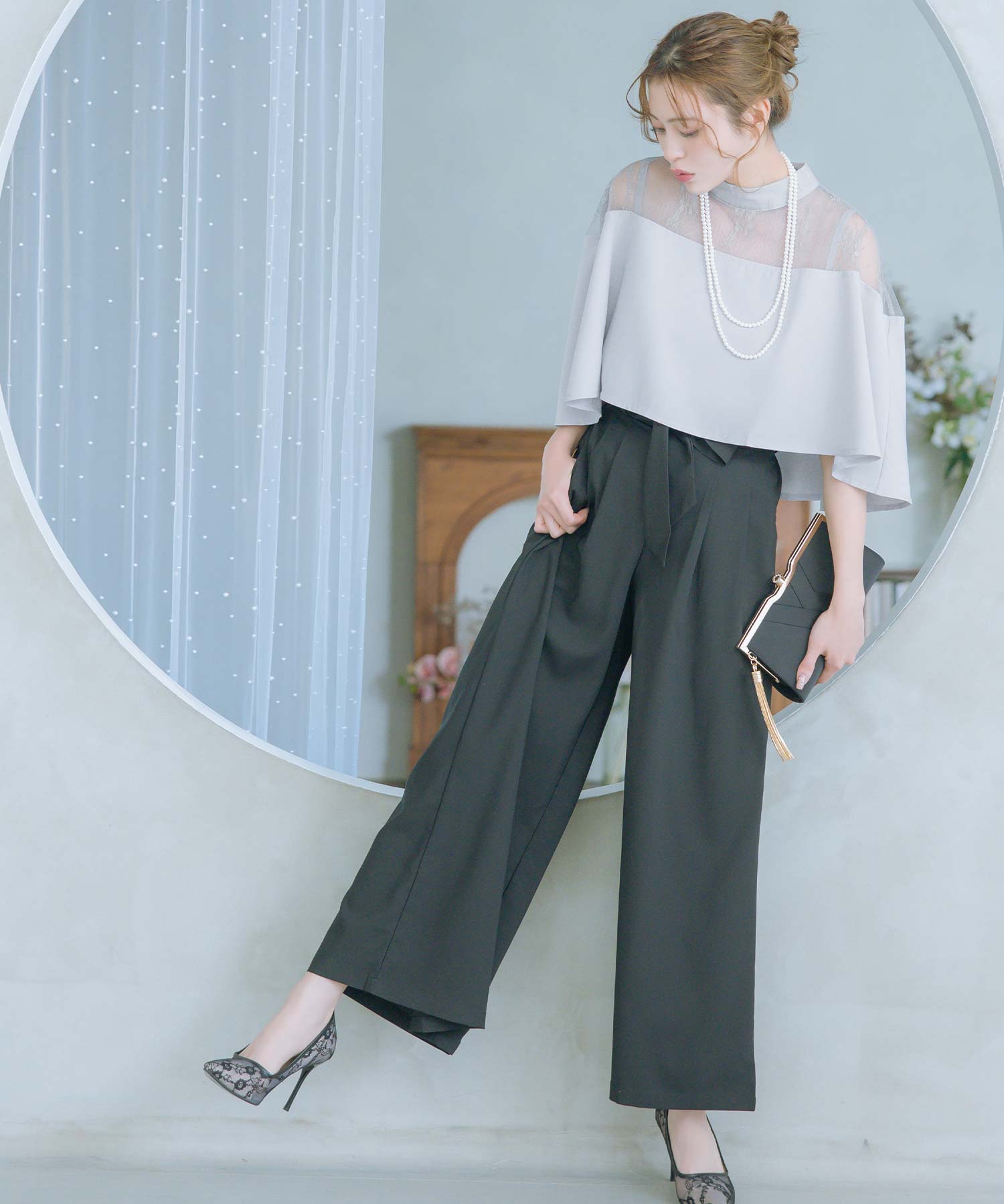 グッチ リボン シースルー レース 半袖 ニット セーター XS