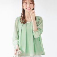 Alotta/入学式卒業式に！アクセ付シフォンタックブラウス/507159701