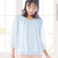 Alotta/入学式卒業式に！アクセ付シフォンタックブラウス/507159701