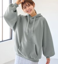 Alotta/あったか裏起毛パフ袖ゆったりパーカー/507159955