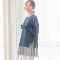 Alotta/裾チュールレイヤード風ニット/507160048