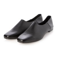 IKplus/アイケープラス IKplus 【日本製】【天然皮革】本革プレーンバブーシュ 美脚パンプス K150■ブラックシュリンク■ フラットシューズ スリッポン/507164112