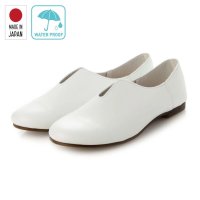 IKplus/アイケープラス IKplus 【日本製】【レイン対応】ラウンドトゥブイカットバブーシュ 美脚スタイルフラットシューズ 【晴雨兼用】 ■ホワイトスムース■フラット/507164140