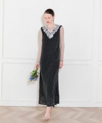 Leja/レジャ Leja レースネック透け袖スリットキラキラロングドレスワンピース美脚効果結婚式 パーティードレス 20代 30代 40代/507240726