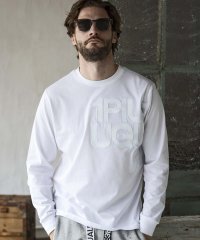 1PIU1UGUALE3 RELAX/ウノ ピゥ ウノ ウグァーレ トレ リラックス 1PIU1UGUALE3 RELAX フェイクレザーロゴロングTシャツ/507509455