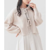 Honeys/ハニーズ Honeys リボン付カーデ トップス カーディガン 長袖 リボン ふわふわ素材 ショート丈 ガーリー ベーシックカラー レディース/507509517