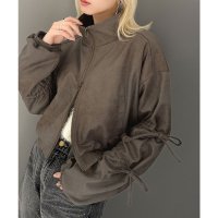 Classical Elf/クラシカルエルフ Classical Elf 【mily bilet】ヴィンテージ感。スウェードライクリボンデザインダブルジップブルゾンジャケット/507516811