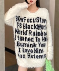 RIFF/リフ Riff ロゴシャギーニット セーター ロゴデザイン 英字ロゴ ロングニット プルオーバー トップス 長袖 無地/507531343