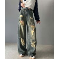 Classical Elf/クラシカルエルフ Classical Elf 《Javaジャバコラボ》アシメトリーウエストデザインクラッシュ加工ダメージワイドデニムパンツ/507549188