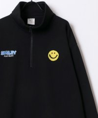LAZAR/ラザル Lazar スマイリーフェイス オーバーサイズ 裏起毛 袖プリント ハーフジップ スウェット トレーナー メンズ レディース/507552394