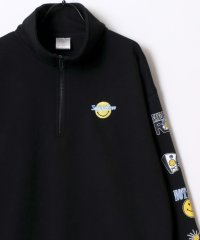 LAZAR/ラザル Lazar スマイリーフェイス オーバーサイズ 裏起毛 袖プリント ハーフジップ スウェット トレーナー メンズ レディース/507552394