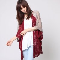 CAYHANE/【チャイハネ】バイカラーネップカーディガン ブルー/507120029