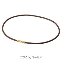 phiten/ファイテン Phiten RAKUWA磁気チタンネックレス レザースタイル ブラウン/ゴールド 50cm/507509678