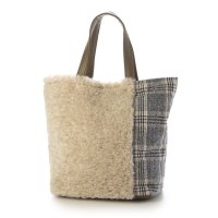 Trysil/トライシル Trysil フェイクファーコンビチェック柄トートバッグ/507522630