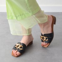 Oh my Sandals/オー マイ サンダルズ Oh my Sandals ローヒールチェーンミュールサンダル/507522947