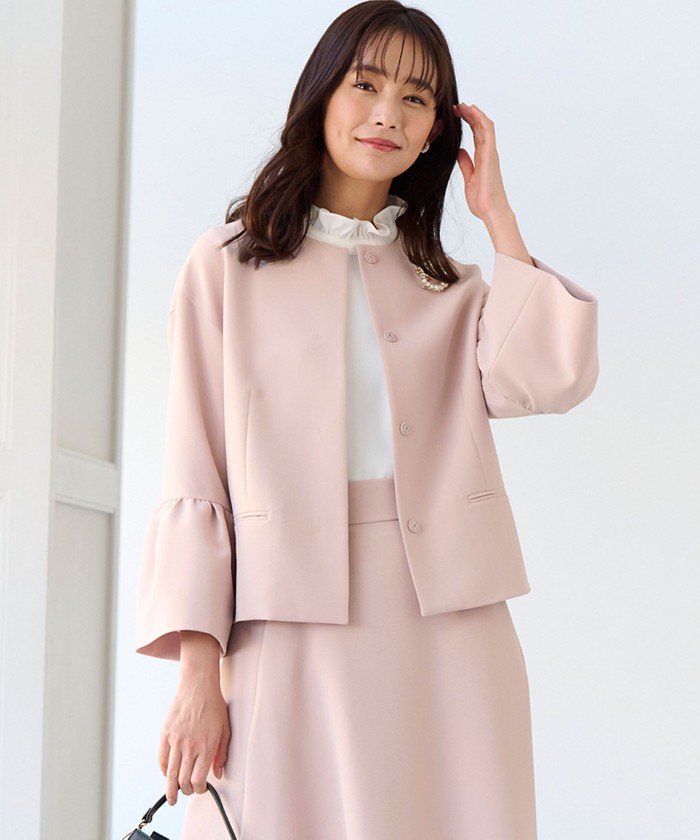 経典 KUMIKYOKU フレアスリーブ NAVY】コンフォータブルドレープ ジャケット・アウター