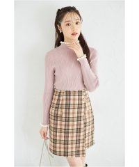 tocco closet/トッコクローゼット tocco closet インナーパンツ付きビジュー装飾チェックラップスカート/507558119