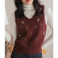 KOBE LETTUCE/コウベレタス KOBE LETTUCE パールビジューVネックニットベスト [N1110]/507558568