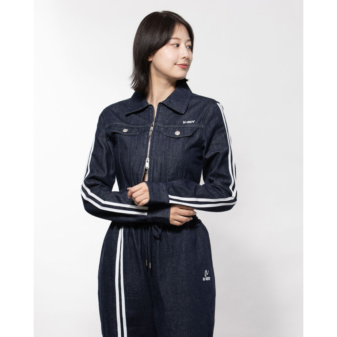 セール】ノルディ NERDY DENIM CROPPED TRUCKER TRACK TOP