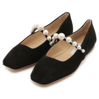JIMMY CHOO/ジミー チュー JIMMY CHOO バレエシューズ フラットシューズ アデフラット ブラック ホワイト レディース JIMMY CHOO ADEFLAT SZ/507507138