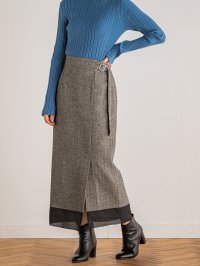 Droite Lautreamont/ドロワット ロートレアモン Droite lautreamont ウール調ヘリンボンスカート≪手洗い可能≫/507573812