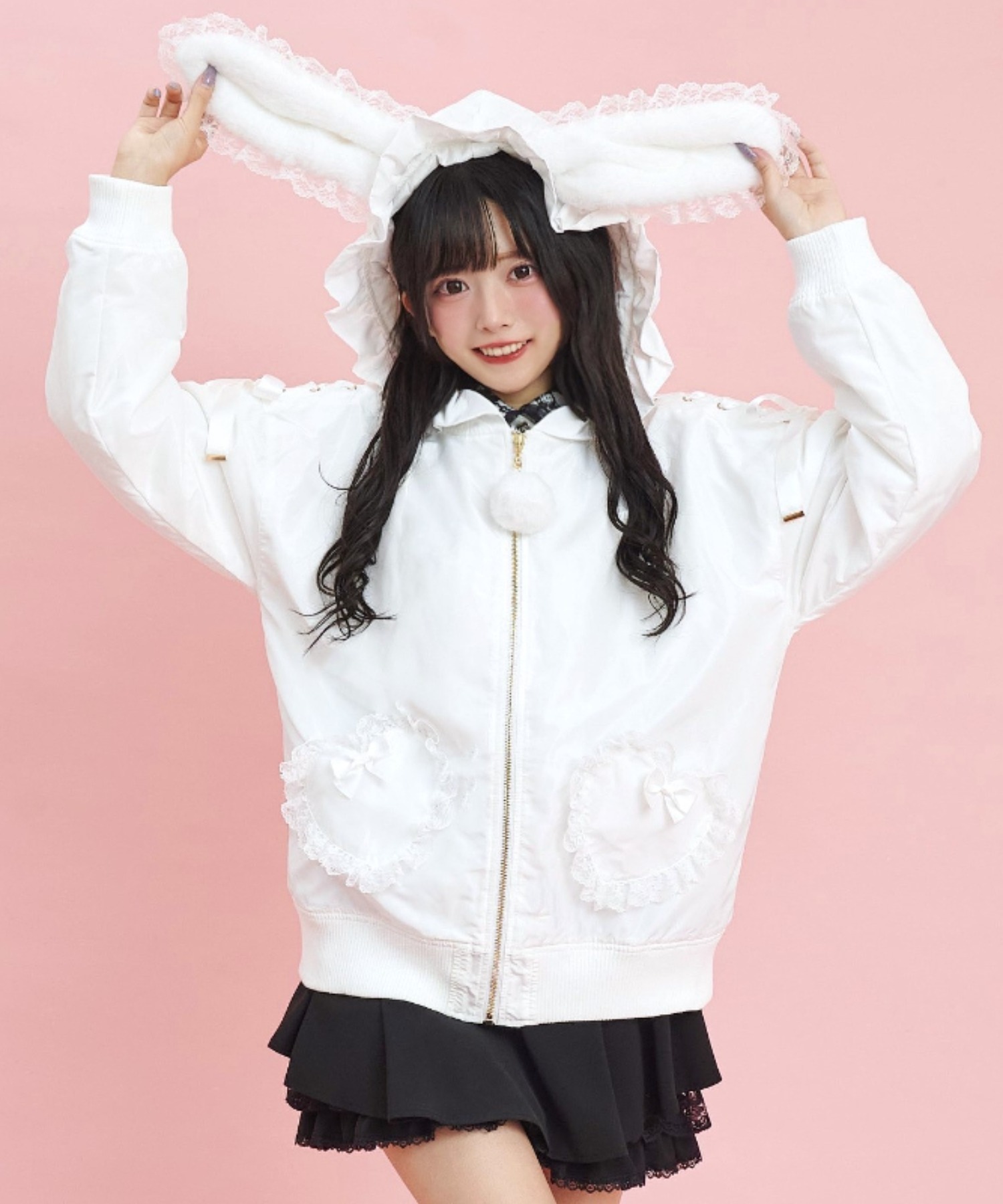 シークレットハニー Secret Honey ファーティペット付ベロアトップス （ホワイト） シークレットハニー Secret Honey ファーティペット付ベロア