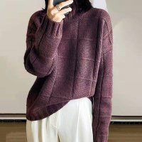 Amulet/アミュレット Amulet ブロック柄ニットトップス レディース 10代 20代 30代 韓国ファッション 秋 冬 可愛い カジュアル おしゃれ シンプル 無地/507586227
