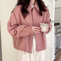 Amulet/アミュレット Amulet ワンカラードロストブルゾンレディース 10代 20代 30代 韓国ファッション ゆったり 可愛い 春 秋 冬 デート 女子会 羽織り/507586232