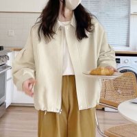 Amulet/アミュレット Amulet ワンカラードロストブルゾンレディース 10代 20代 30代 韓国ファッション ゆったり 可愛い 春 秋 冬 デート 女子会 羽織り/507586232