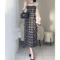 Classical Elf/クラシカルエルフ Classical Elf 【mily bilet】上品でフェミニン。シャイニーシアードッキングIラインチェックワンピース/507586317