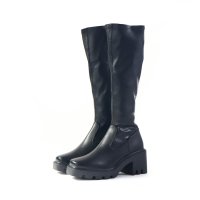 Lena/レナ Lena レディース ブーツ スクエアトゥ ストレッチロングブーツ ひざ下丈 ファスナー 厚底 歩きやすい 7141/507578352