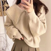 Amulet/アミュレット Amulet セーラーカラーニットプルオーバー レディース 10代 20代 30代 韓国ファッション 秋 冬デート 女子会 可愛い 上品 綺麗め /507586229