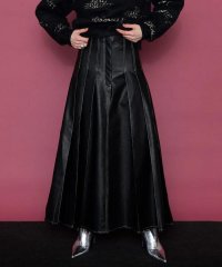 RoyalFlash/MAISON SPECIAL/Tack Pleats Vegan Leather Long Skirt/507586575